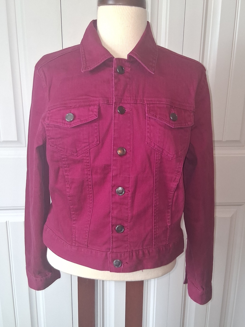 Old Glory Women’s Burgundy Jacket - Classic Button-Up, US Size 12-14
